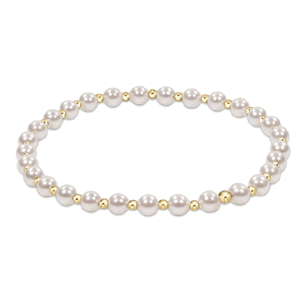 Classic Grateful Pattern 4mm Bead  Bracelet -Pearl