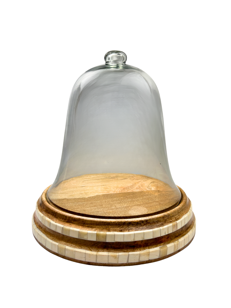 Jagger Glass Cloche with Wood Base