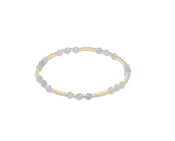 Gemstone Gold Joy Pattern 3mm Bead Bracelet - Aquamarine
