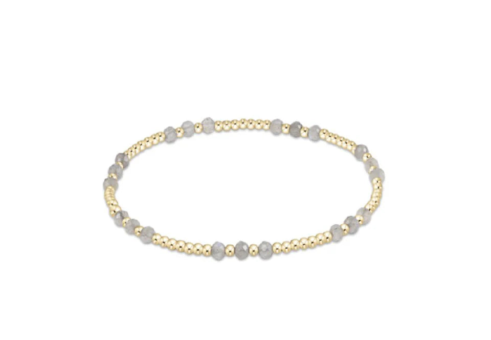 Gemstone Gold Joy Pattern 3mm Bead Bracelet - Labradorite