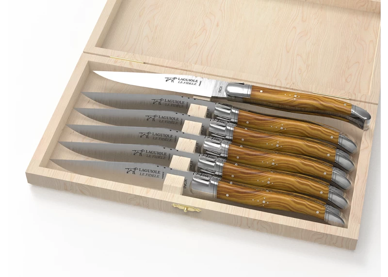 Laguiole 6 Piece Steak Knife Set - Olivewood