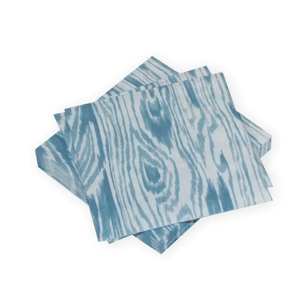 Cocktail Woodgrain Stone Blue Napkins