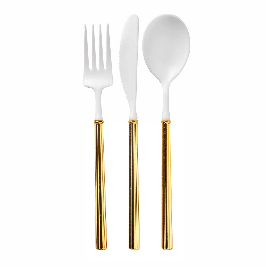 Villa Cutlery White/Gold Handle Set of 24