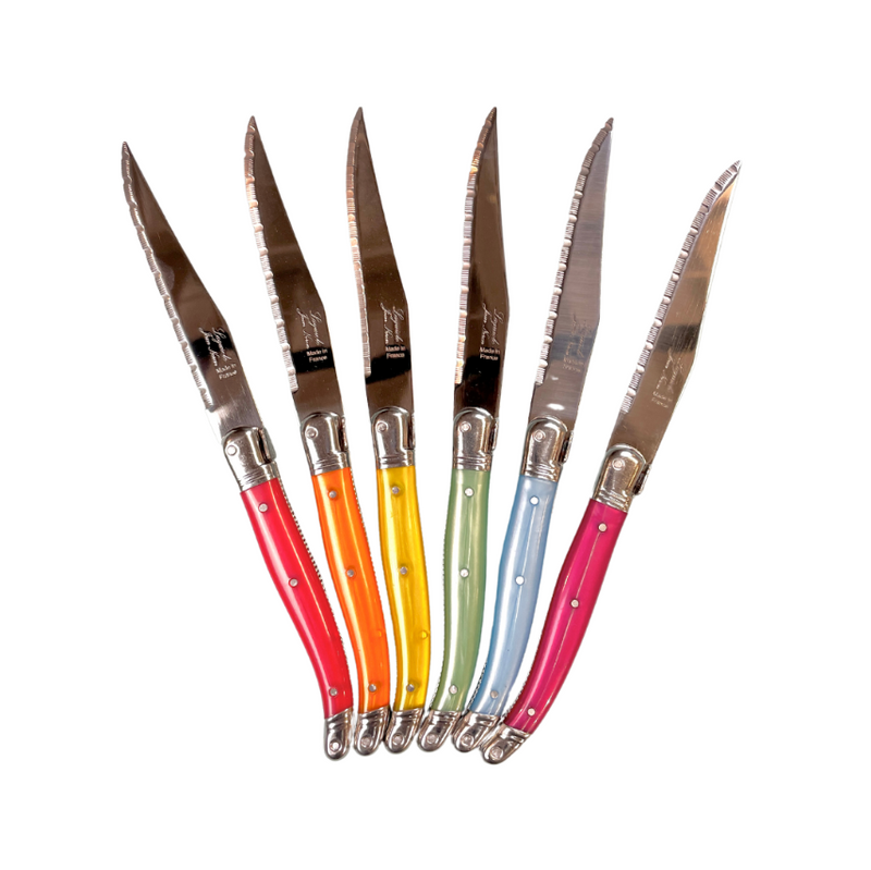 Laguiole 6 Piece Steak Knife Set- Platine Rainbow