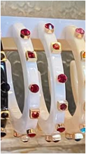 Load image into Gallery viewer, City Girl Jewel Small Hoop - White/Red Stones
