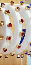 Load image into Gallery viewer, City Girl Jewel Small Hoop - White/Red Stones
