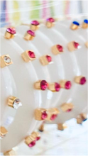 Load image into Gallery viewer, City Girl Jewel Small Hoop - White/Red Stones
