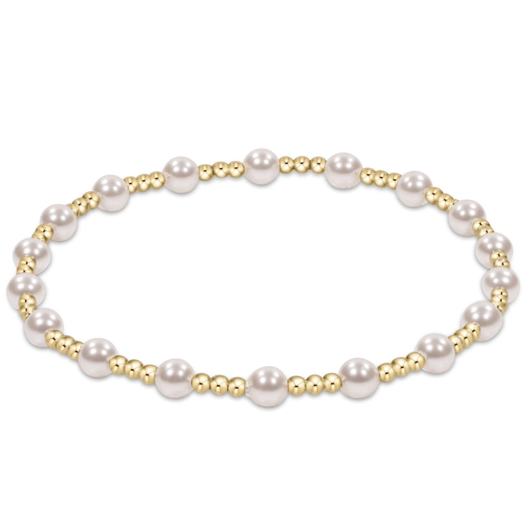 ENewton Extends - Classic Sincerity Pattern 4mm Bead Bracelet - Pearl