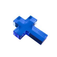 Load image into Gallery viewer, Small Cross Acrylic Weight - Clear, Pink &amp; Blue
