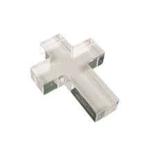 Load image into Gallery viewer, Small Cross Acrylic Weight - Clear, Pink &amp; Blue
