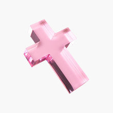 Load image into Gallery viewer, Small Cross Acrylic Weight - Clear, Pink &amp; Blue
