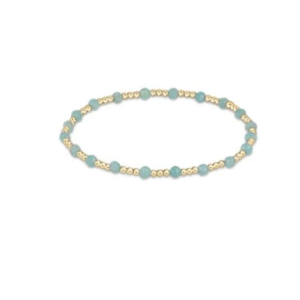 Gemstone Gold Sincerity Pattern 3mm Bead Bracelet - Amazonite