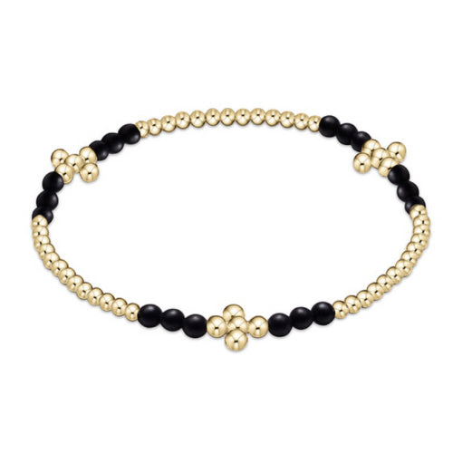 Signature Cross Gold Bliss Pattern 2.5 Bead Bracelet - Matte Onyx