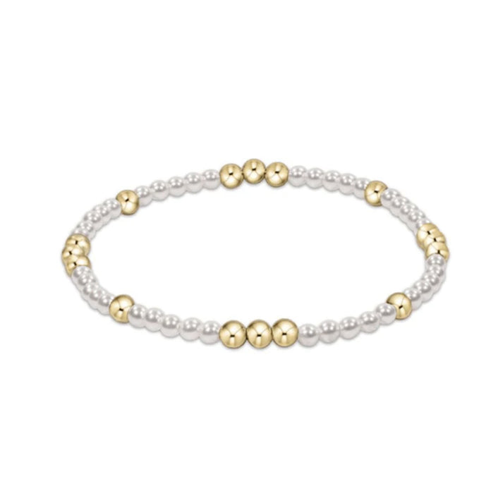 Worthy Pattern 3mm Gemstone Bead Bracelet - Pearl