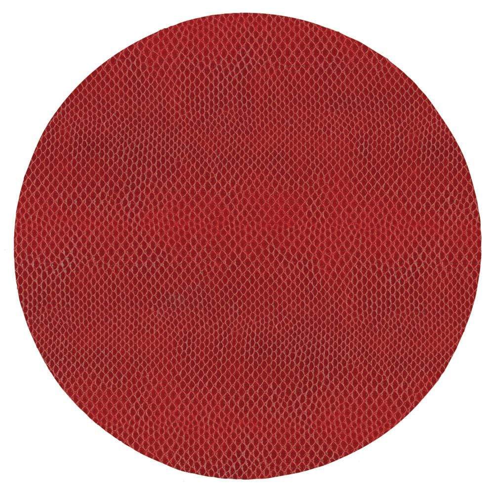 Round Crimson Snakeskin Placemat