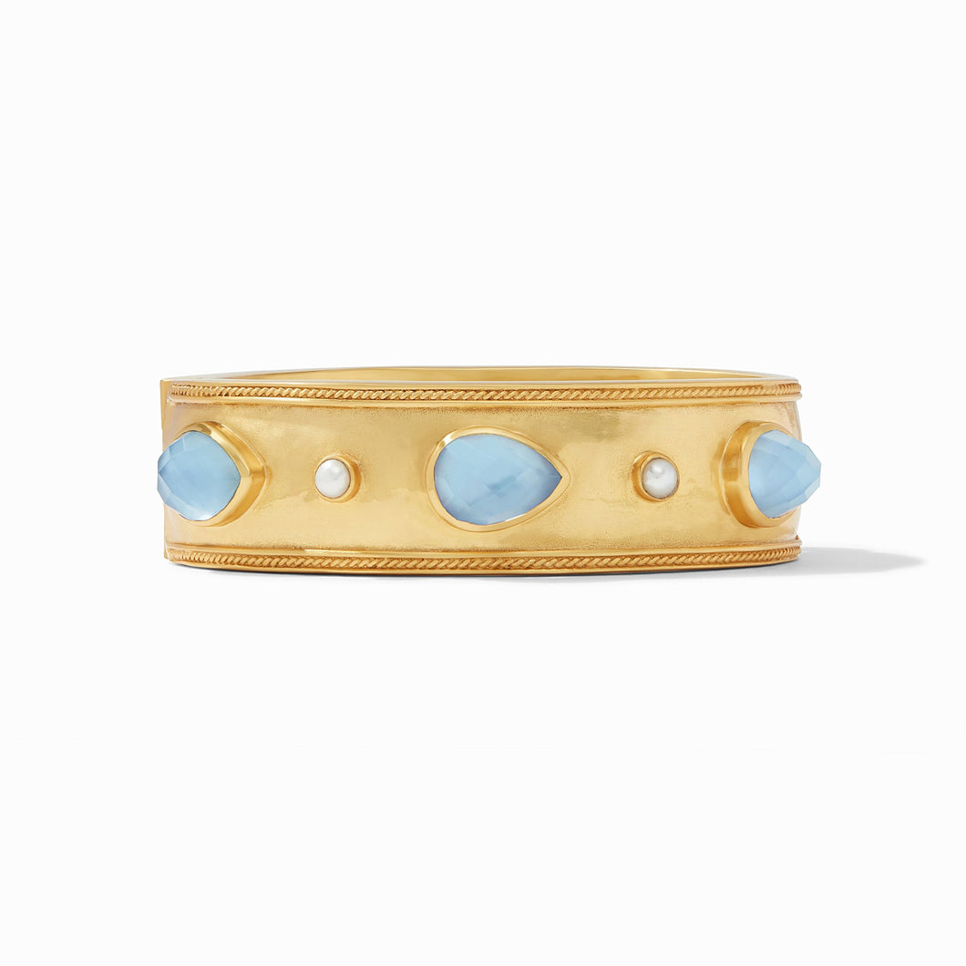 Cannes Statement Hinge Bangle Gold-Iridescent Chalcedony Blue