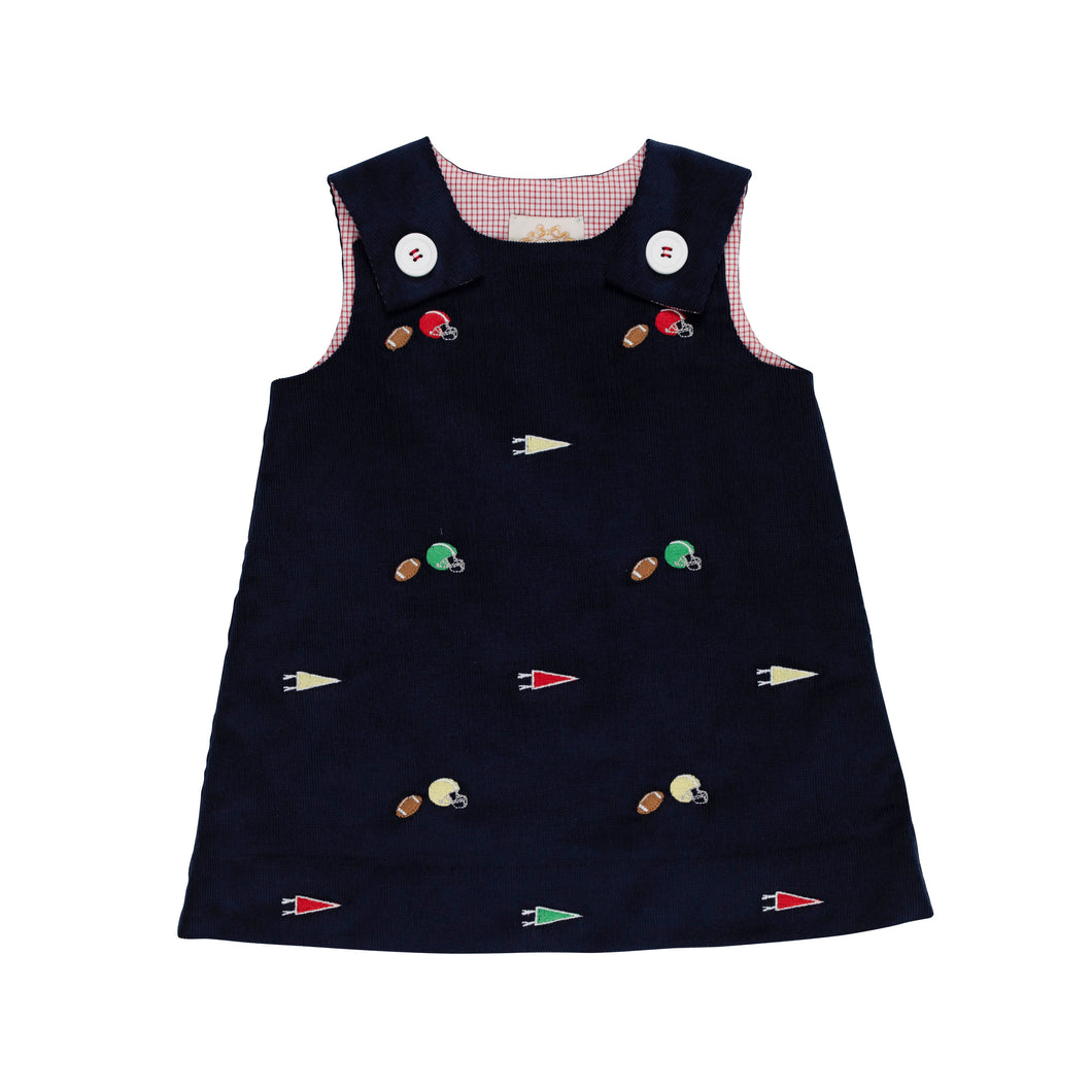Critter Juliet Jumper (Corduroy) Nantucket Navy With Football Embroidery