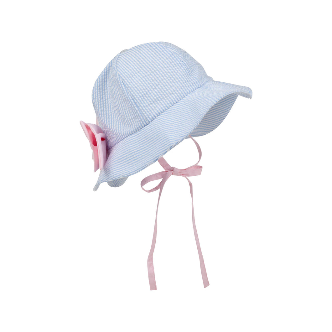 Pippa Petal Hat Breakers Blue Seersucker With Palm Beach Pink
