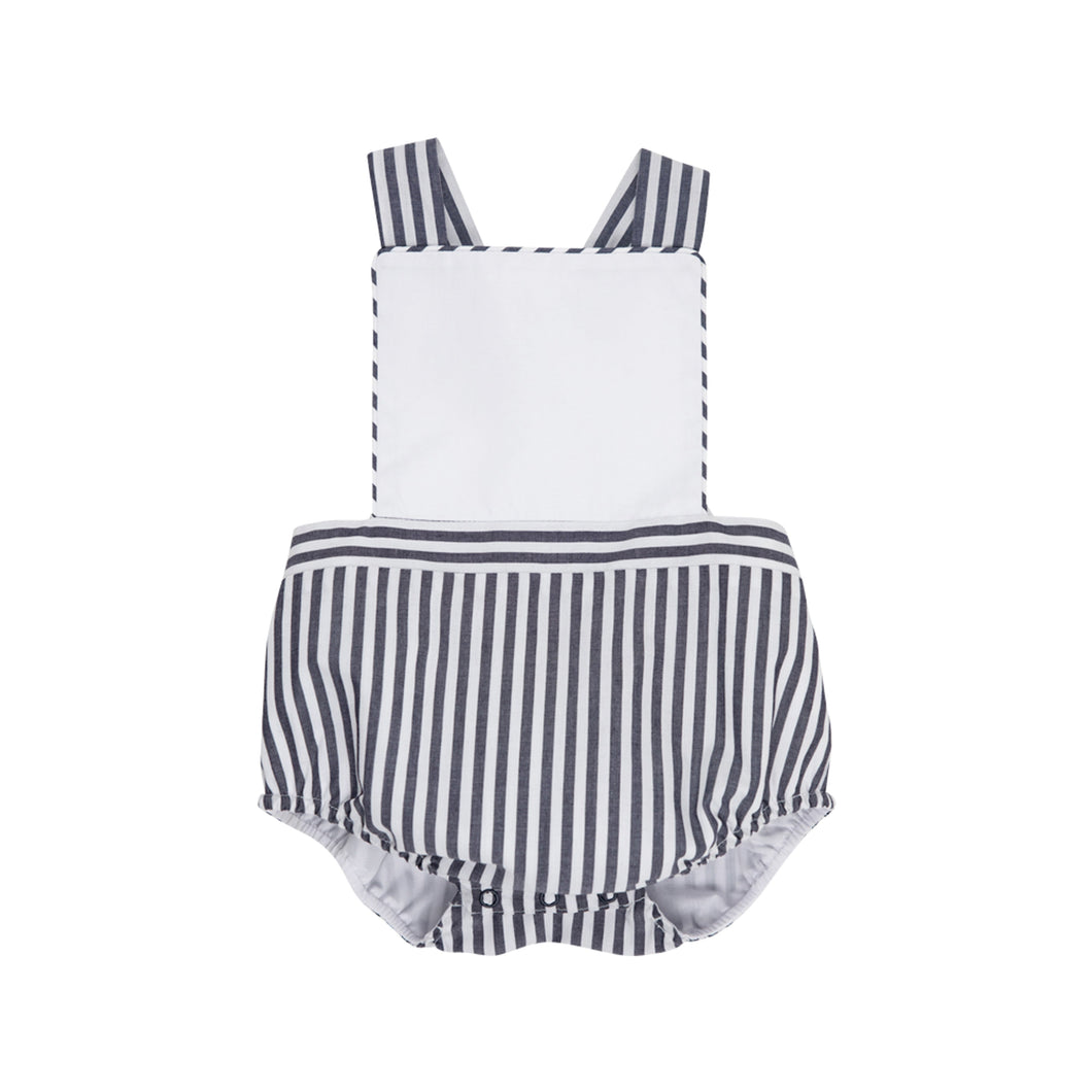 Seabrook Sunsuit Worth Avenue White With Nantucket Navy Stripe