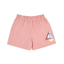 Load image into Gallery viewer, Shelton Shorts Richmond Red Seersucker With Sailboat Applique
