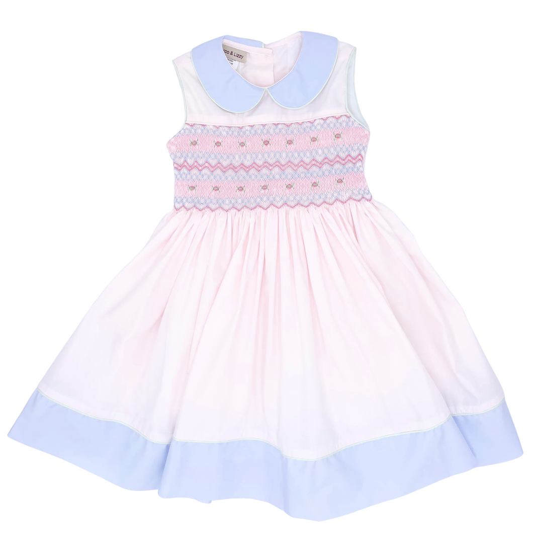 Pink And Blue Hand Smocked Dress