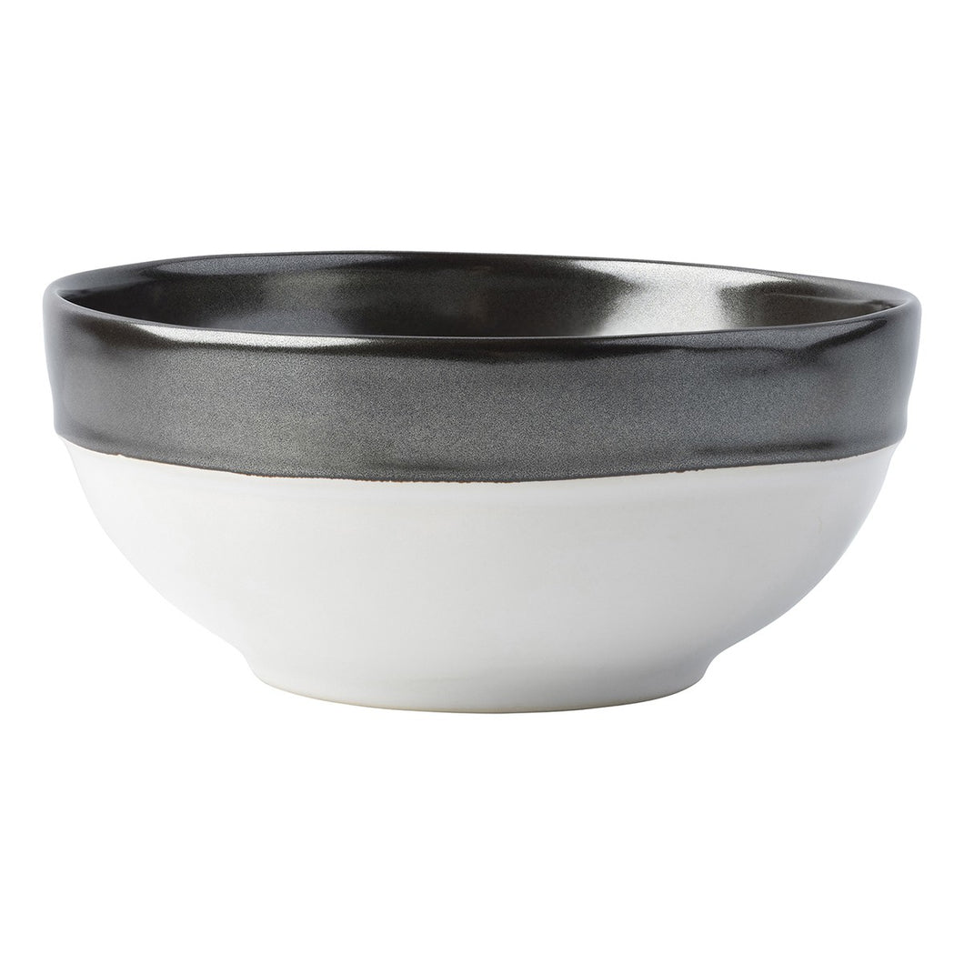 Emerson White/Pewter Cereal/Ice Cream Bowl