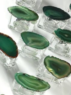 Set of 4 Green Crystal Agate Napkin Ring